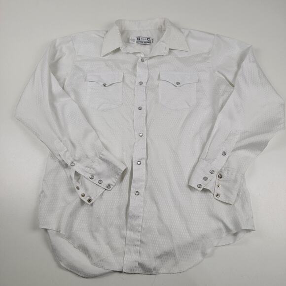 H Bar C Califoria Ranch Vintage White Pearl Snap Western Shirt XL Collared L/S - Picture 1 of 11
